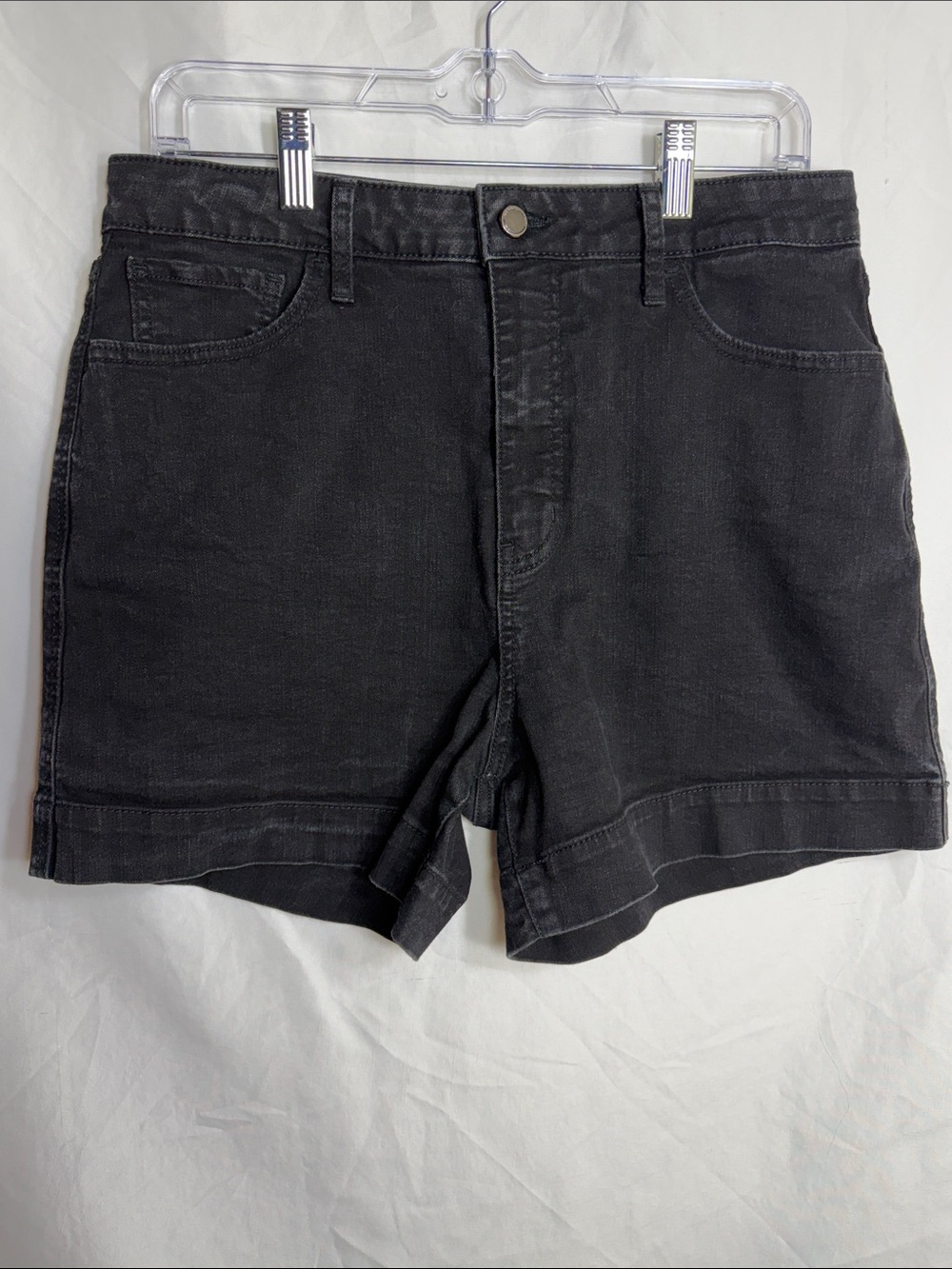 RM Rebecca Minkoff High Rise 90s Cuffed Denim Shorts Black RMD3055C 12